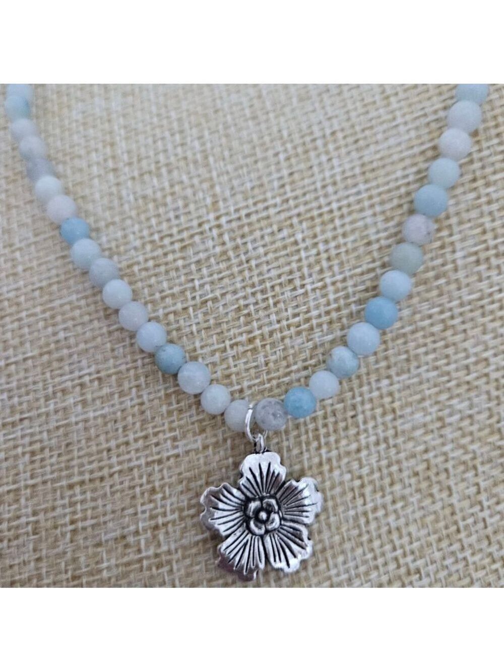 Dainty Green Color Flower Pendant Necklace Earring Set